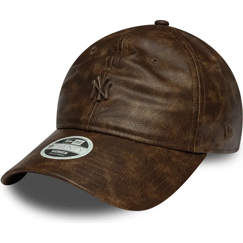 shapka-izvita-kafyav-reguliruem-9twenty-worn-pu-na-new-york-yankees-mlb-ot-new-era