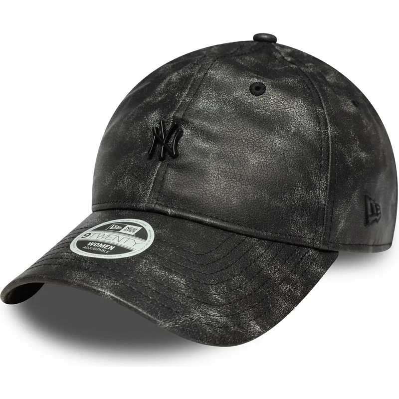 shapka-izvita-cherna-reguliruema-9twenty-worn-pu-na-new-york-yankees-mlb-ot-new-era