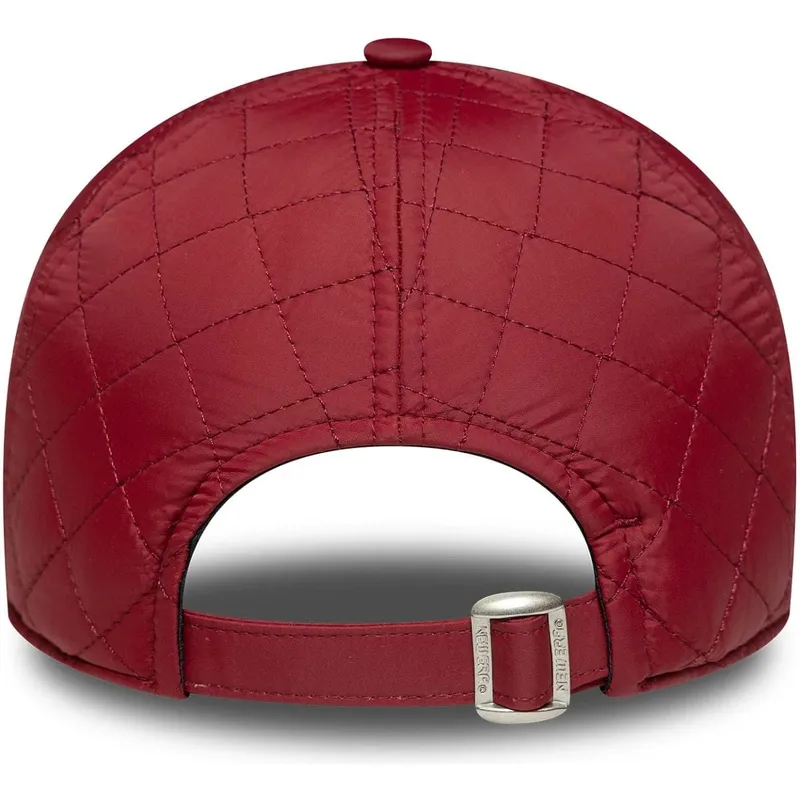 rote-verstellbare-curved-cap-fur-damen-mit-rotem-logo-9twenty-padded-der-new-york-yankees-mlb-von-new-era