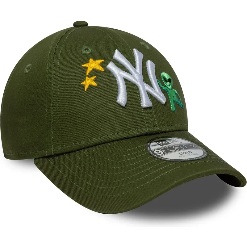 grune-gebogene-verstellbare-kinderkappe-9forty-space-icon-der-new-york-yankees-mlb-von-new-era