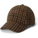 verstellbare-braune-kappe-mit-gebogenem-schirm-aus-kariertem-wolltweed-von-polo-ralph-lauren