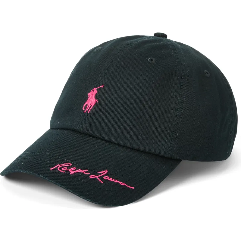schwarze-verstellbare-baseballkappe-pink-pony-twill-von-polo-ralph-lauren