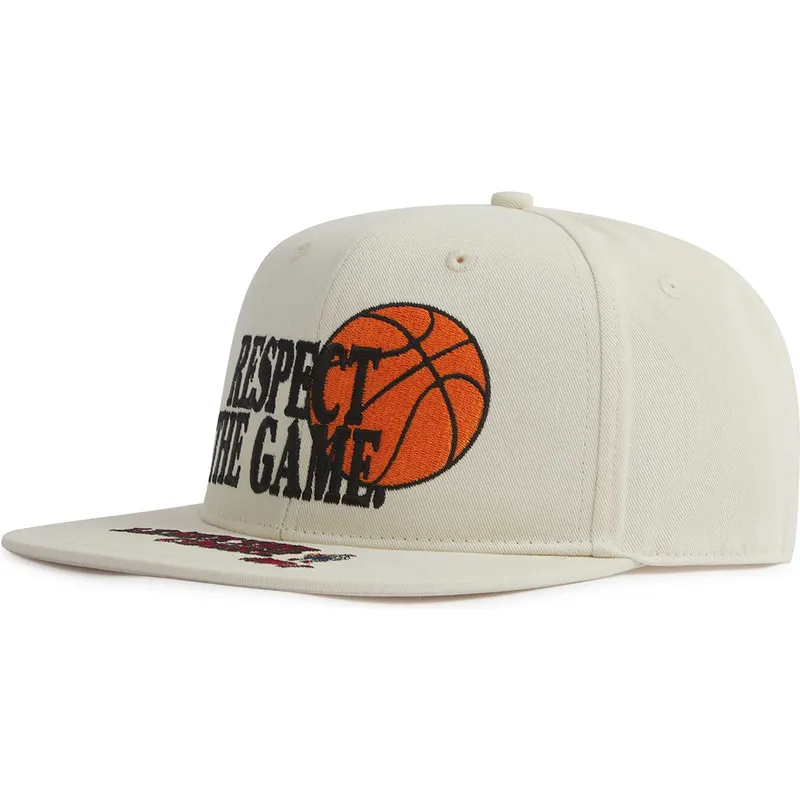 shapka-ploska-bezhov-snapbek-respect-the-game-slogan-ot-and1