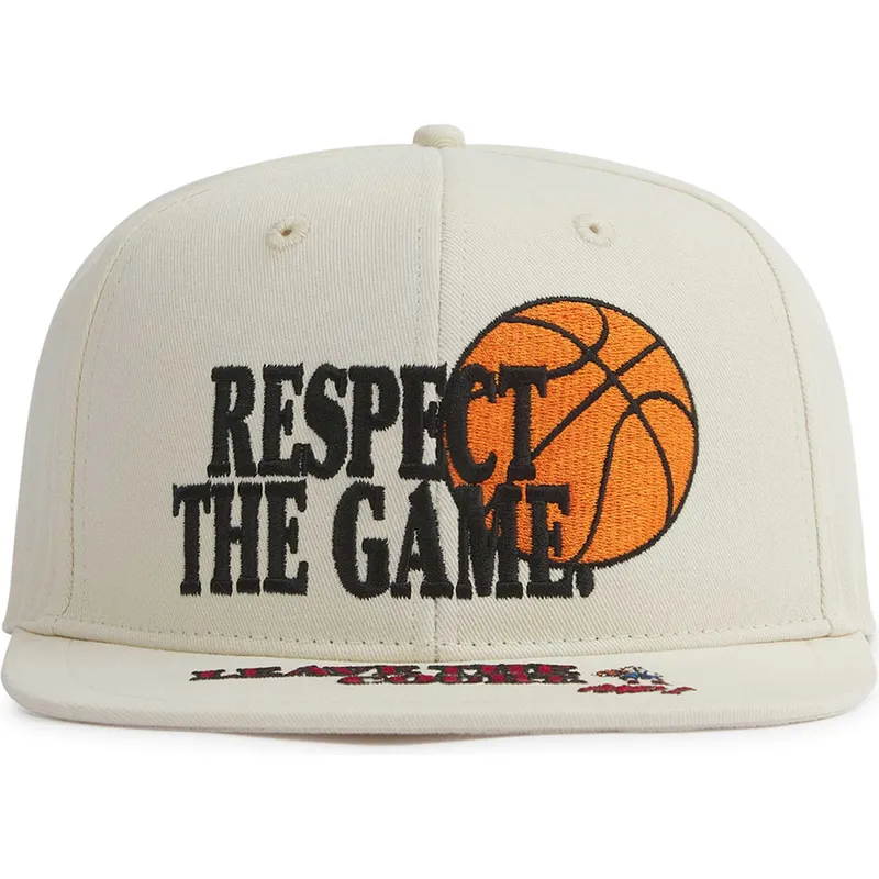 shapka-ploska-bezhov-snapbek-respect-the-game-slogan-ot-and1