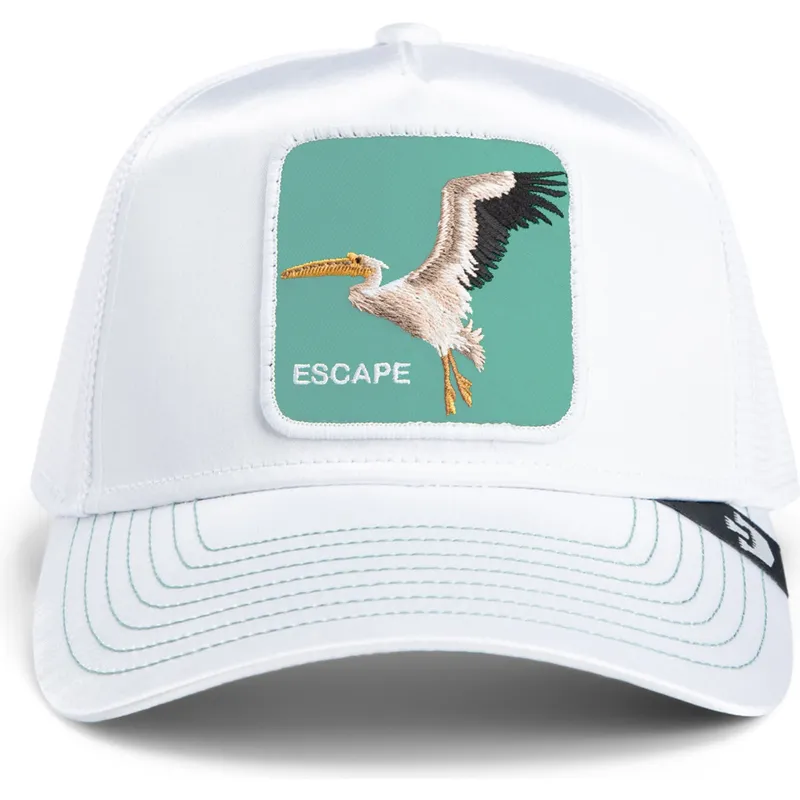 shapka-izvita-traker-byala-snapbek-goorin-bros-pelican-bird-escape-not-into-yoga-great-escape-the-farm-white-hat-the-farm-ot-goo