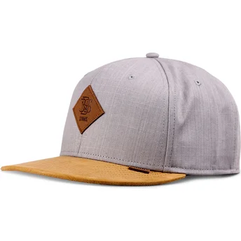 Djinns Flat Brim Linen 2015 Grey and Brown Snapback Cap