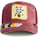 rod-truckerkasket-med-lucky-maneki-neko-kat-happy-thoughts-the-farm-fra-goorin-bros