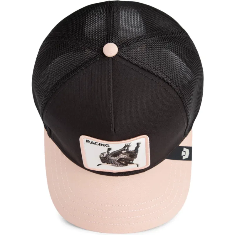 trucker-cap-schwarz-und-beige-stier-raging-llub-flip-side-2-the-farm-von-goorin-bros
