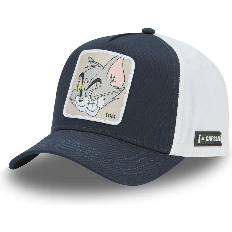 marinebla-og-hvid-buet-snapback-kasket-tom-taj6-tom-looney-tunes-fra-capslab