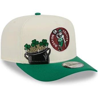 Casquette courbée beige et verte snapback 9FIFTY A Frame Precurved Hardwood Classics Boston Celtics NBA New Era