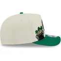 casquette-courbee-beige-et-verte-snapback-9fifty-a-frame-precurved-hardwood-classics-boston-celtics-nba-new-era