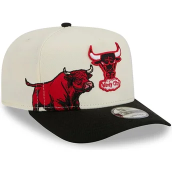 Καπέλο με καμπύλη μπεζ και μαύρο snapback 9FIFTY A Frame Precurved Hardwood Classics των Chicago Bulls NBA της New Era