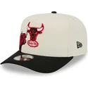 beige-und-schwarze-snapback-9fifty-a-frame-precurved-hardwood-classics-kappe-der-chicago-bulls-nba-von-new-era