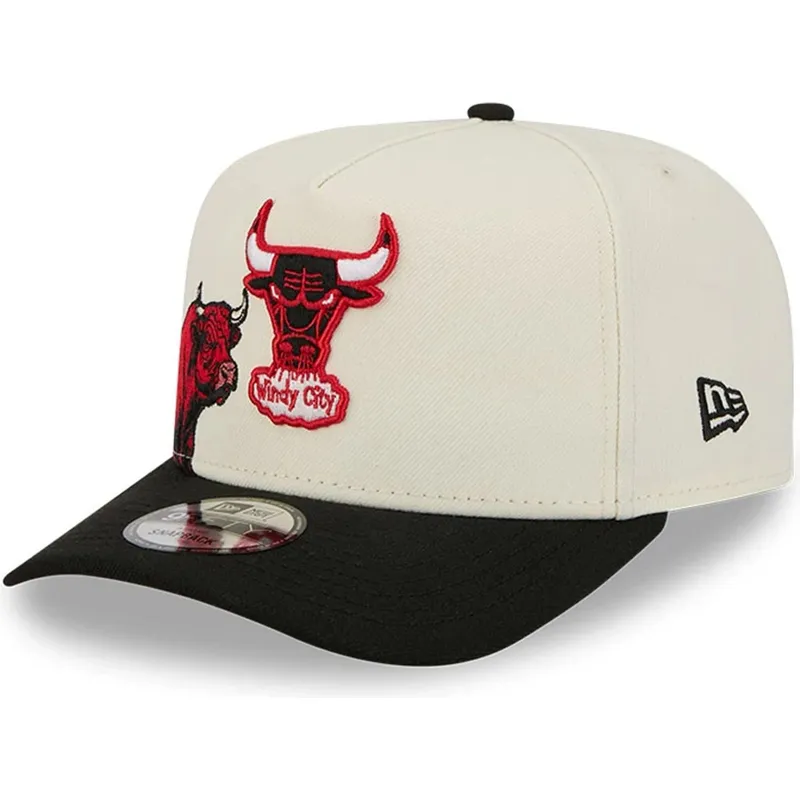 beige-og-sort-buet-snapback-9fifty-a-frame-precurved-hardwood-classics-chicago-bulls-nba-kasket-fra-new-era