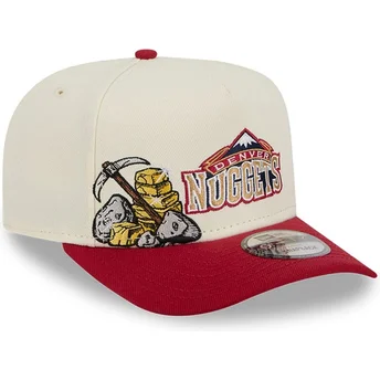Μπεζ και κόκκινο καπέλο με καμπύλη snapback 9FIFTY A Frame Precurved Hardwood Classics των Denver Nuggets NBA από New Era
