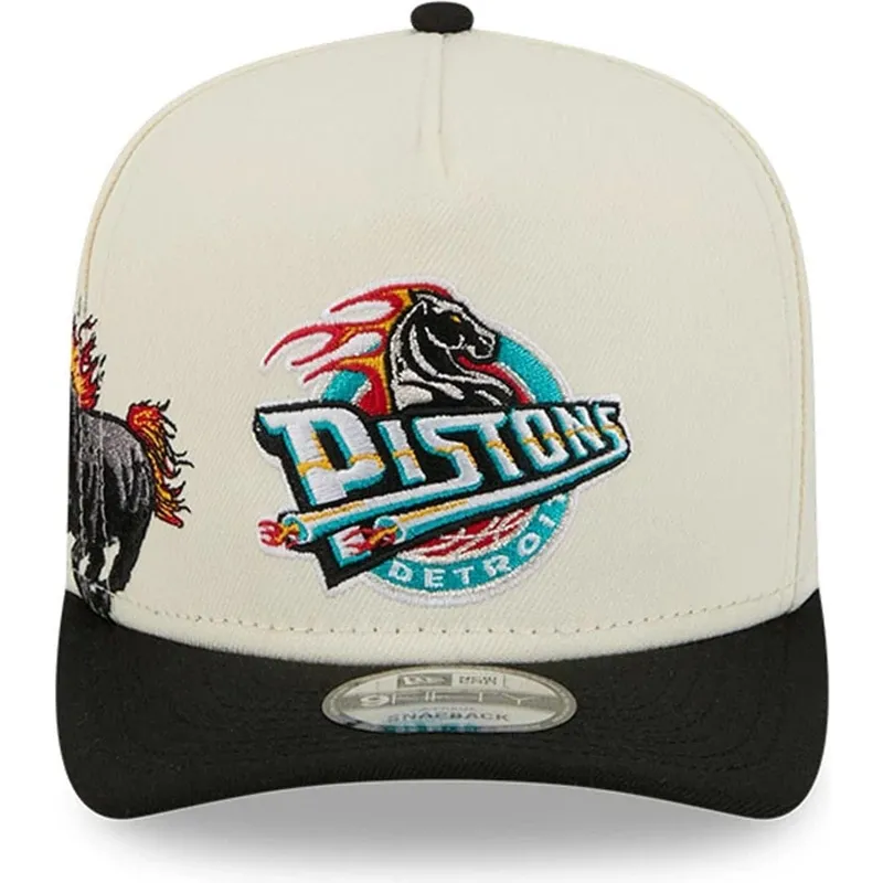 beige-og-sort-buet-kasket-snapback-9fifty-a-frame-precurved-hardwood-classics-fra-detroit-pistons-nba-fra-new-era