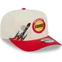 beige-og-rod-buet-kasket-snapback-9fifty-a-frame-precurved-hardwood-classics-fra-houston-rockets-nba-fra-new-era