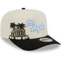 beige-und-schwarze-snapback-kappe-9fifty-a-frame-precurved-hardwood-classics-der-los-angeles-lakers-nba-von-new-era