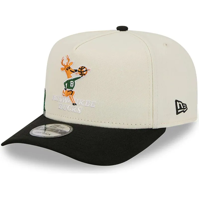 gorra-curva-beige-og-sort-snapback-9fifty-a-frame-precurved-hardwood-classics-fra-milwaukee-bucks-nba-fra-new-era