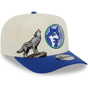New Era Curved Brim 9FIFTY A Frame Precurved Hardwood Classics Minnesota Timberwolves NBA Бежова и Синя Шапка с Плоска Козирка