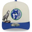 beige-og-bla-snapback-kasket-med-bojning-9fifty-a-frame-precurved-hardwood-classics-fra-minnesota-timberwolves-nba-fra-new-era