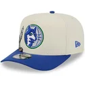 beige-og-bla-snapback-kasket-med-bojning-9fifty-a-frame-precurved-hardwood-classics-fra-minnesota-timberwolves-nba-fra-new-era