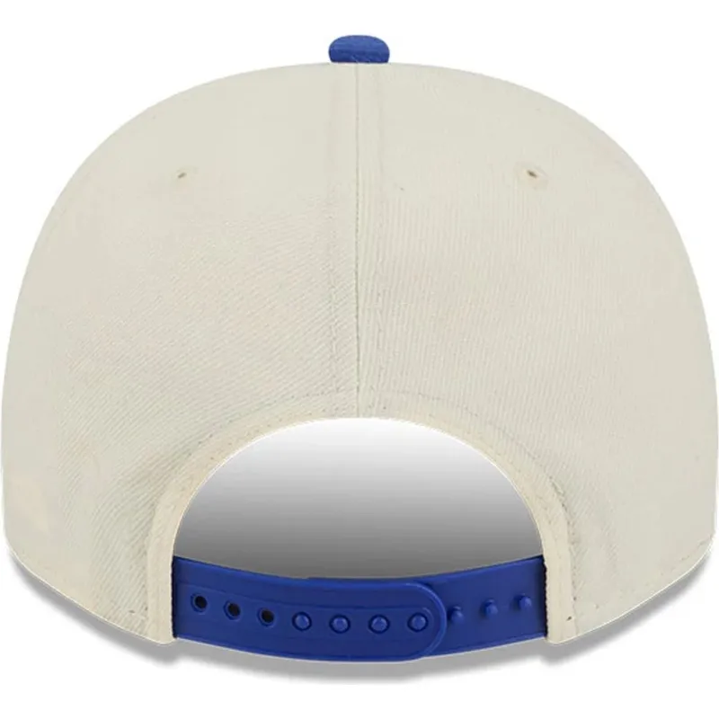 beige-und-blaue-gebogene-snapback-kappe-9fifty-a-frame-precurved-hardwood-classics-der-minnesota-timberwolves-nba-von-new-era