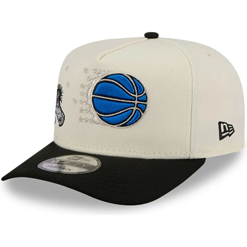 beige-og-sort-buet-snapback-9fifty-a-frame-precurved-hardwood-classics-orlando-magic-nba-kasket-fra-new-era