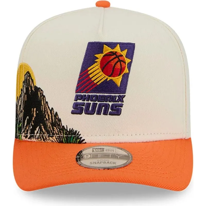 beige-og-orange-snapback-9fifty-a-frame-precurved-hardwood-classics-kasket-fra-phoenix-suns-nba-fra-new-era