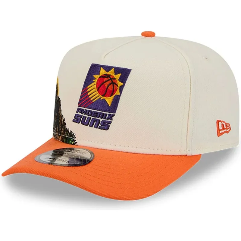 beige-og-orange-snapback-9fifty-a-frame-precurved-hardwood-classics-kasket-fra-phoenix-suns-nba-fra-new-era