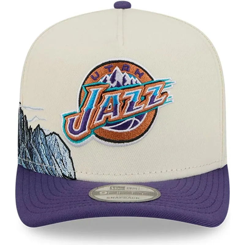 beige-og-violet-snapback-9fifty-a-frame-precurved-hardwood-classics-utah-jazz-nba-kasket-fra-new-era