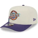 casquette-courbee-beige-et-violette-snapback-9fifty-a-frame-precurved-hardwood-classics-utah-jazz-nba-new-era