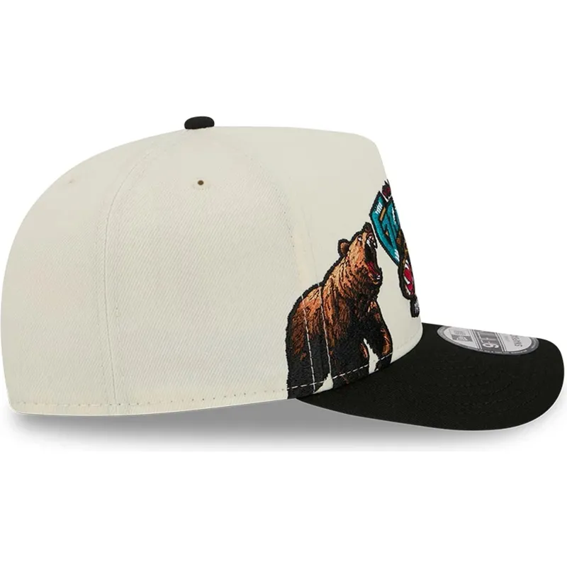 beige-og-sort-snapback-9fifty-a-frame-precurved-hardwood-classics-kasket-fra-vancouver-grizzlies-nba-fra-new-era