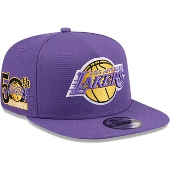 Μωβ επίπεδο καπέλο snapback 9FIFTY A Frame Hardwood Classics των Los Angeles Lakers NBA από New Era