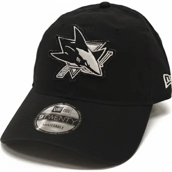 Μαύρο καμπυλωτό ρυθμιζόμενο καπέλο 9TWENTY Stamp των San Jose Sharks NHL από New Era