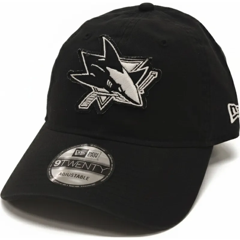 schwarze-verstellbare-gebogene-kappe-9twenty-stamp-der-san-jose-sharks-nhl-von-new-era