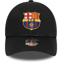 shapka-izvita-cherna-snapbek-za-deca-9forty-ajustable-na-fc-barcelona-laliga-ot-new-era
