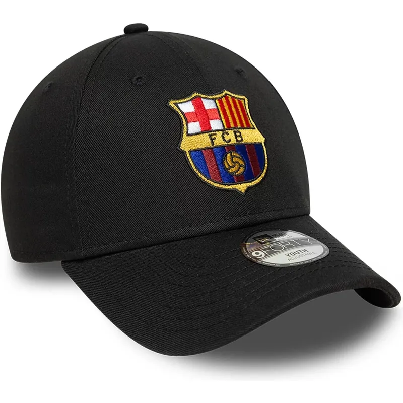 shapka-izvita-cherna-snapbek-za-deca-9forty-ajustable-na-fc-barcelona-laliga-ot-new-era