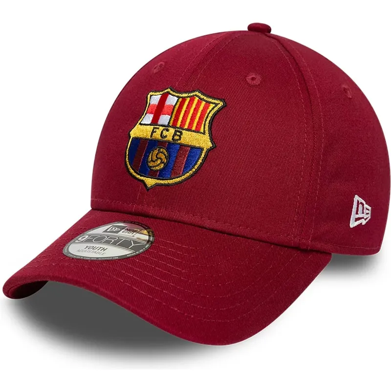 shapka-izvita-chervena-snapbek-za-deca-9forty-ajustable-na-fc-barcelona-laliga-ot-new-era