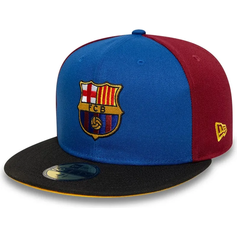 blau-rote-enganliegende-flatcap-fc-barcelona-laliga-59fifty-mes-que-un-club-von-new-era