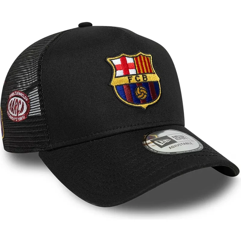 shapka-izvita-cherna-snapbek-a-frame-trucker-na-fc-barcelona-laliga-ot-new-era