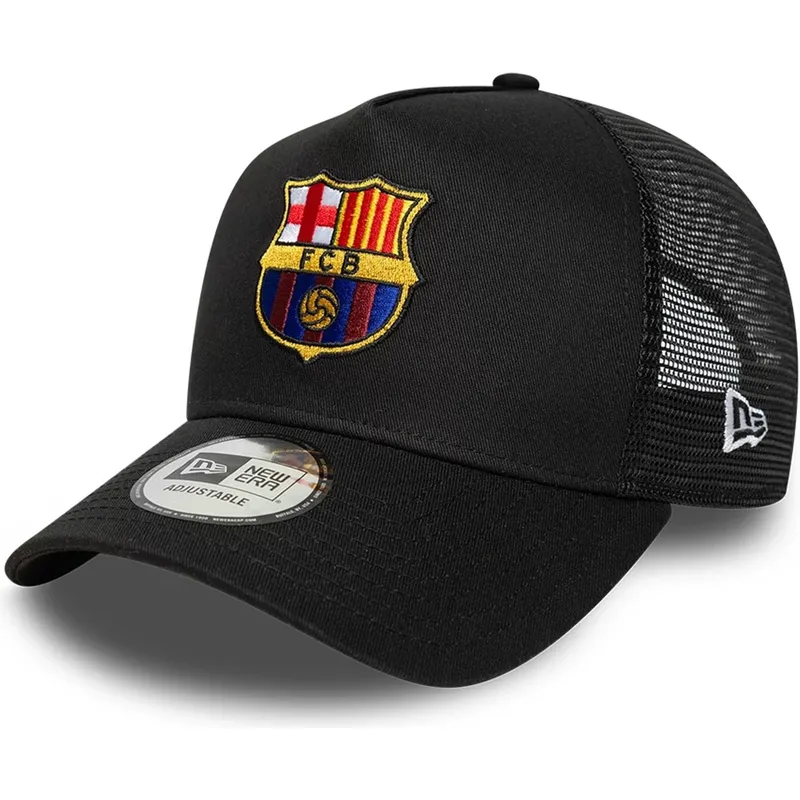 shapka-izvita-cherna-snapbek-a-frame-trucker-na-fc-barcelona-laliga-ot-new-era