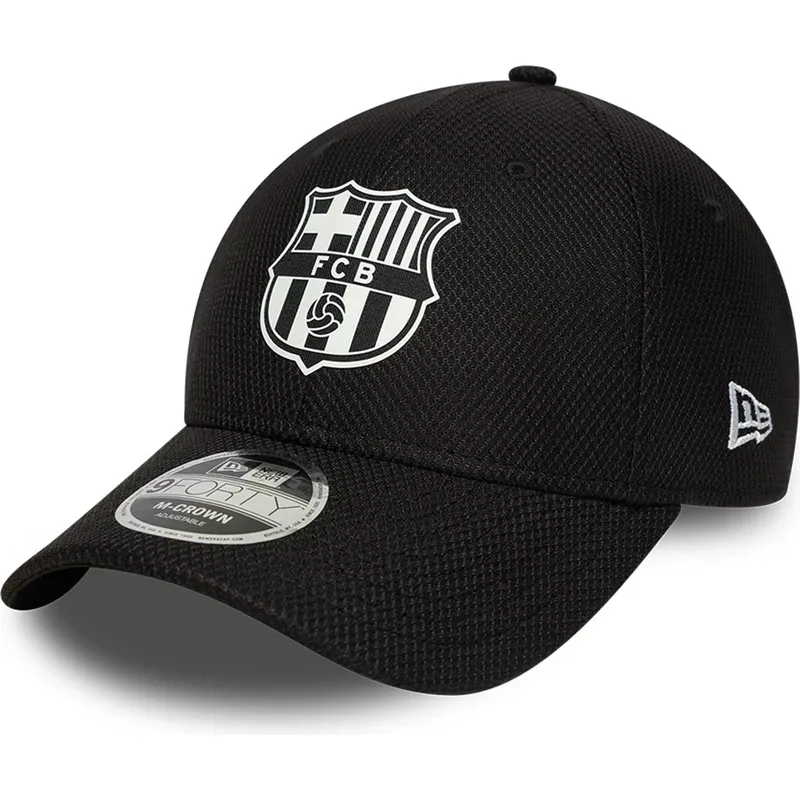 schwarze-snapback-kappe-mit-gebogenem-schirm-fc-barcelona-laliga-9forty-m-crown-diamond-era-von-new-era