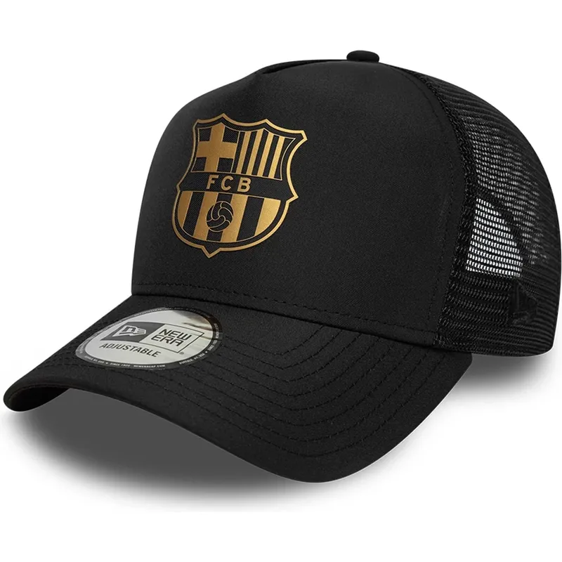 shapka-izvita-cherna-snapbek-a-frame-trucker-na-fc-barcelona-laliga-ot-new-era