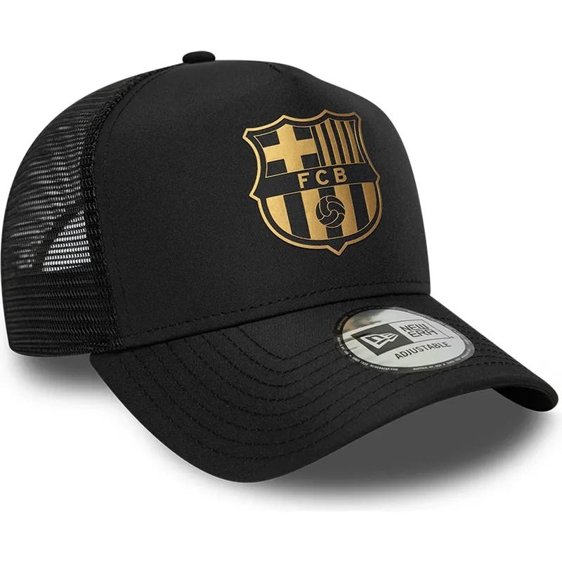 shapka-izvita-cherna-snapbek-a-frame-trucker-na-fc-barcelona-laliga-ot-new-era
