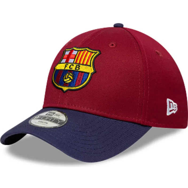 new-era-fc-barcelona-laliga-9forty-contrast-justerbar-rod-og-bla-buet-kasket-til-drenge