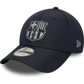 Gorra curva azul marino ajustable de FC Barcelona LALIGA 9FORTY Reflective de New Era