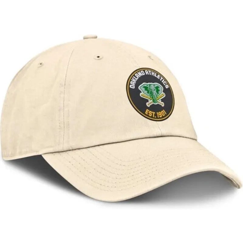 buet-beige-justerbar-kasket-club-unstructured-organic-cotton-fra-oakland-athletics-mlb-fra-nike