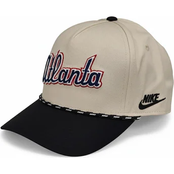 Шапка извита бежов снапбек Rise Structured на Atlanta Braves MLB от Nike