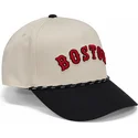 nike-boston-red-sox-mlb-rise-structured-beige-und-schwarze-snapback-cap-mit-gebogenem-schirm